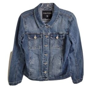Maurices Denim Jacket Classic Jean Jacket Button Front Blue‎ Size S biker retro